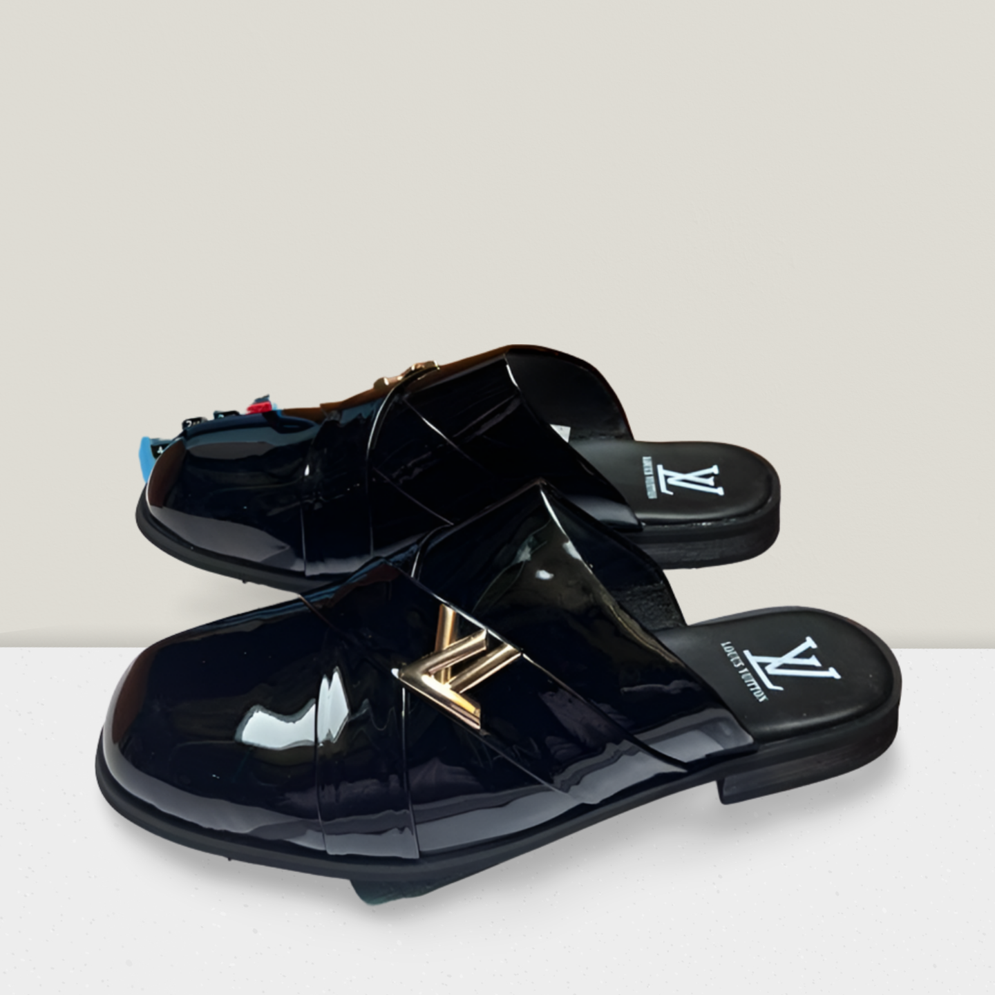 Men's Premium Designer Mule - Patent Black