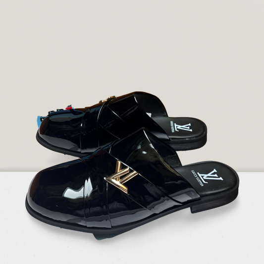 Men's Premium Designer Mule - Patent Black