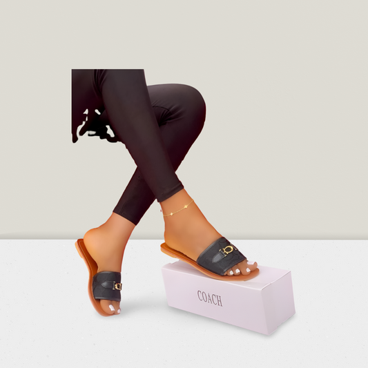 Buckle Detail Designer Flat Slide