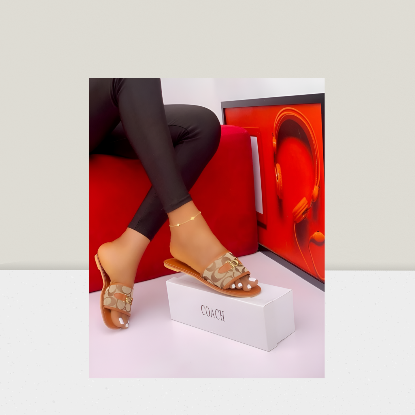 Buckle Detail Designer Flat Slide