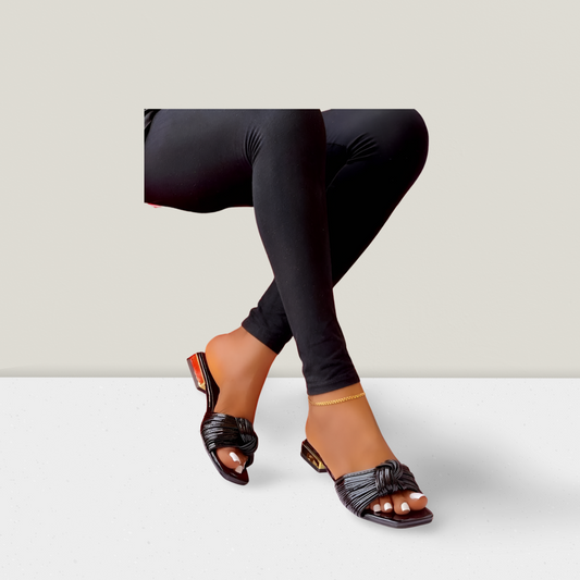 Luxury Crystal Buckle Pointed-Toe Flat Mules