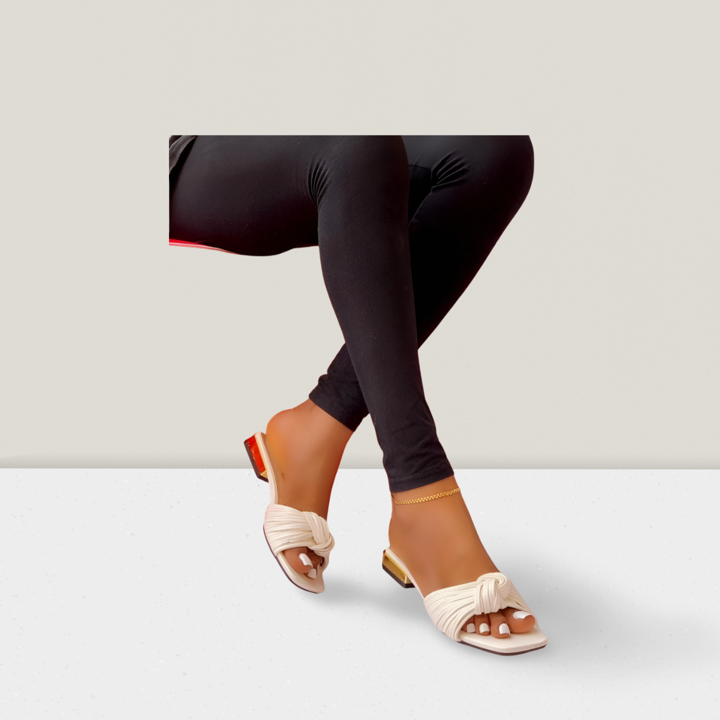 Ladies Elegant Woven Strap Flat Slide