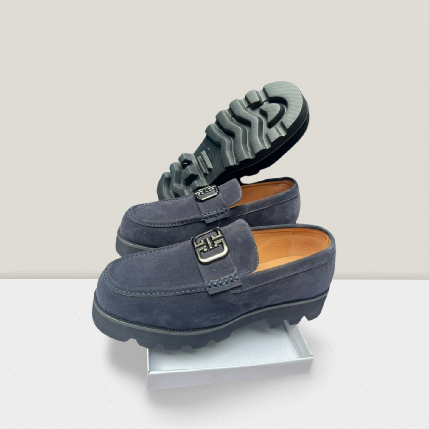 Rugged Suede Lug-Sole Loafers