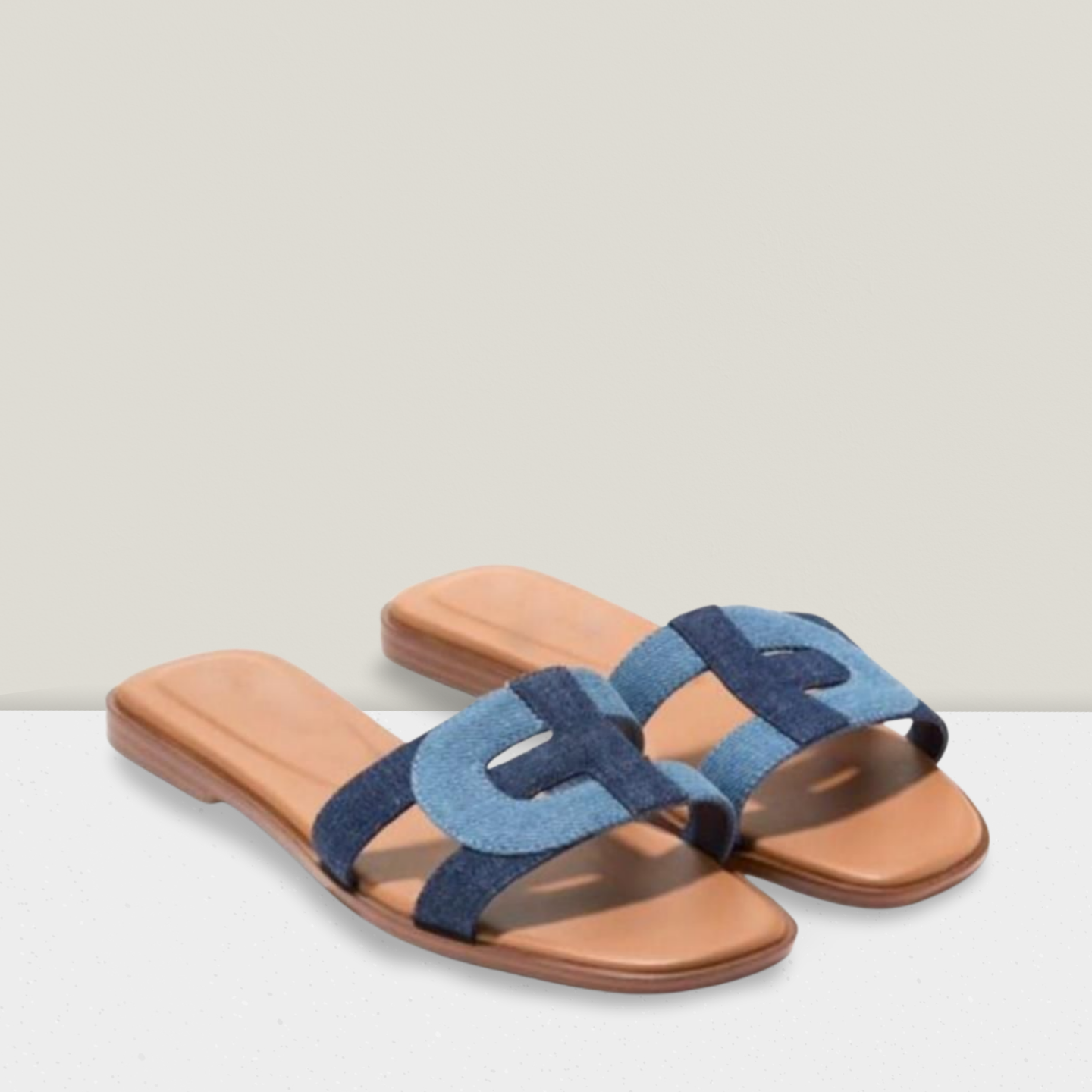Denim-Style Strap Flat Sandal