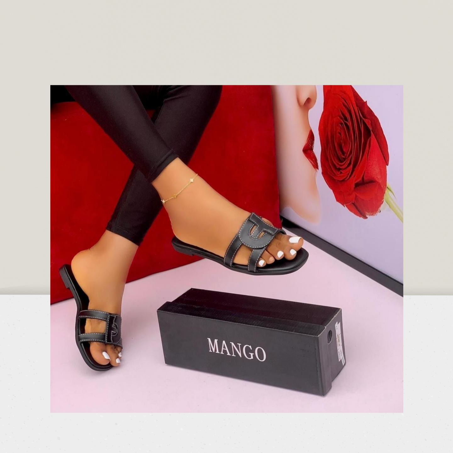 Denim-Style Strap Flat Sandal