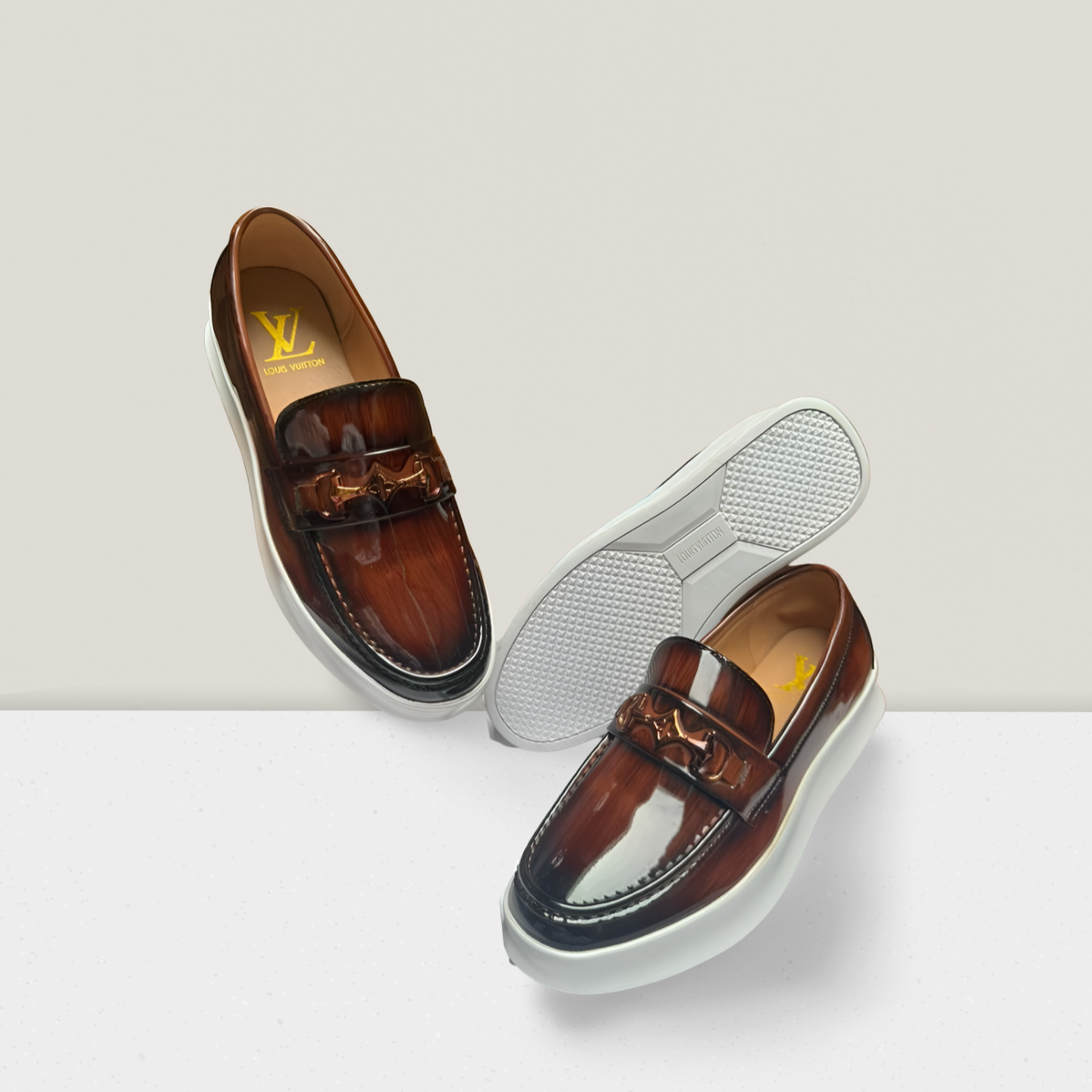 High-Gloss Buckle Loafers