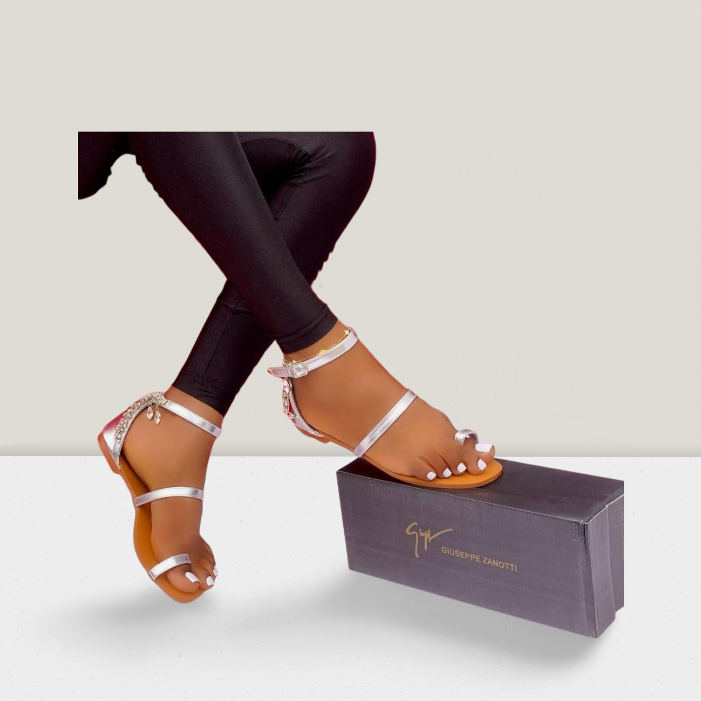 Embellished Strap Flat Sandal