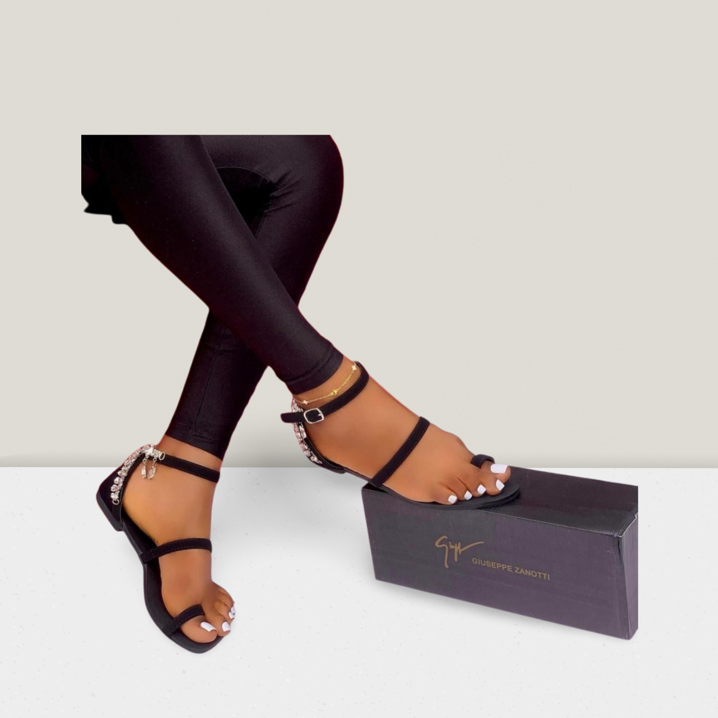 Embellished Strap Flat Sandal