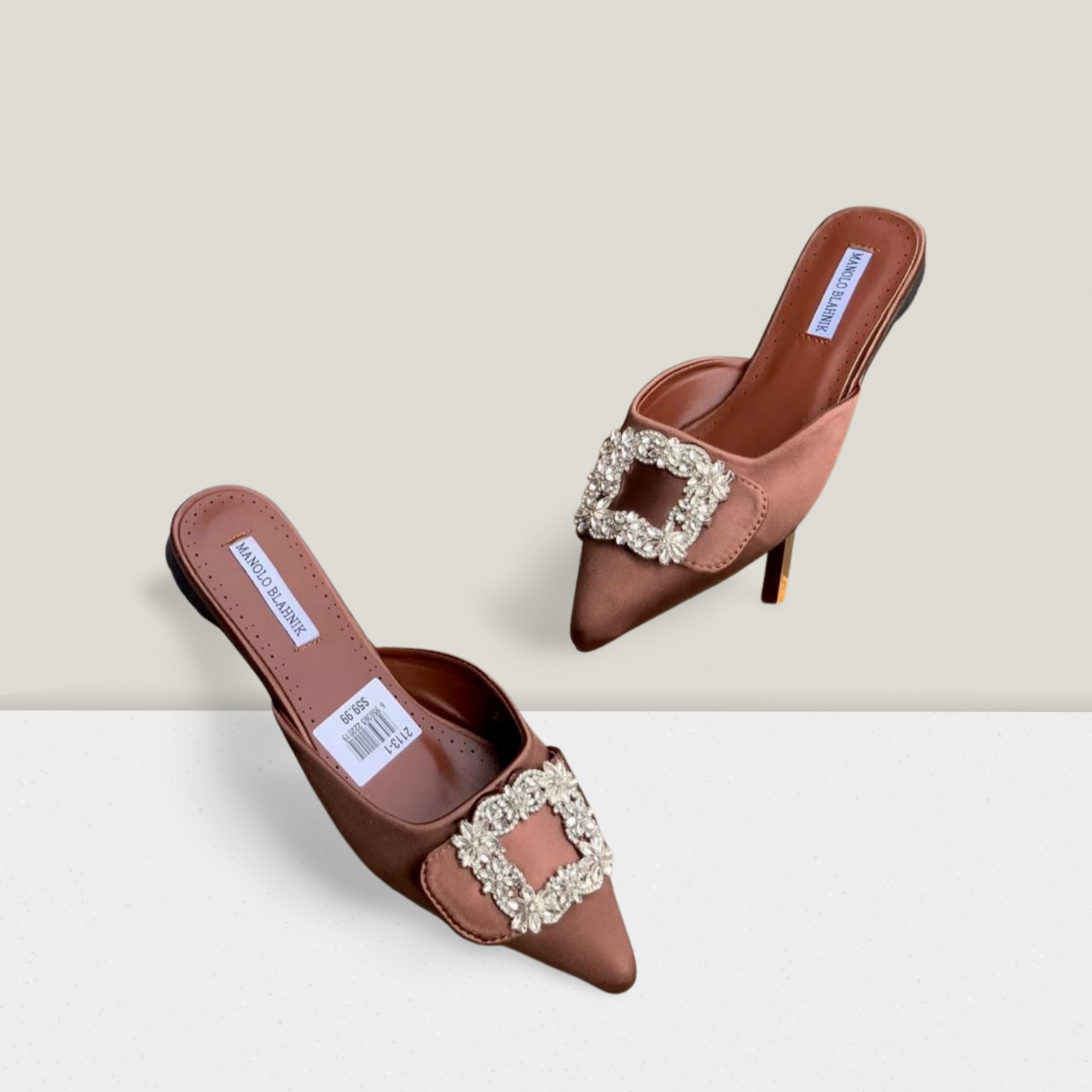 Luxury Crystal Buckle Pointed-Toe Flat Mules