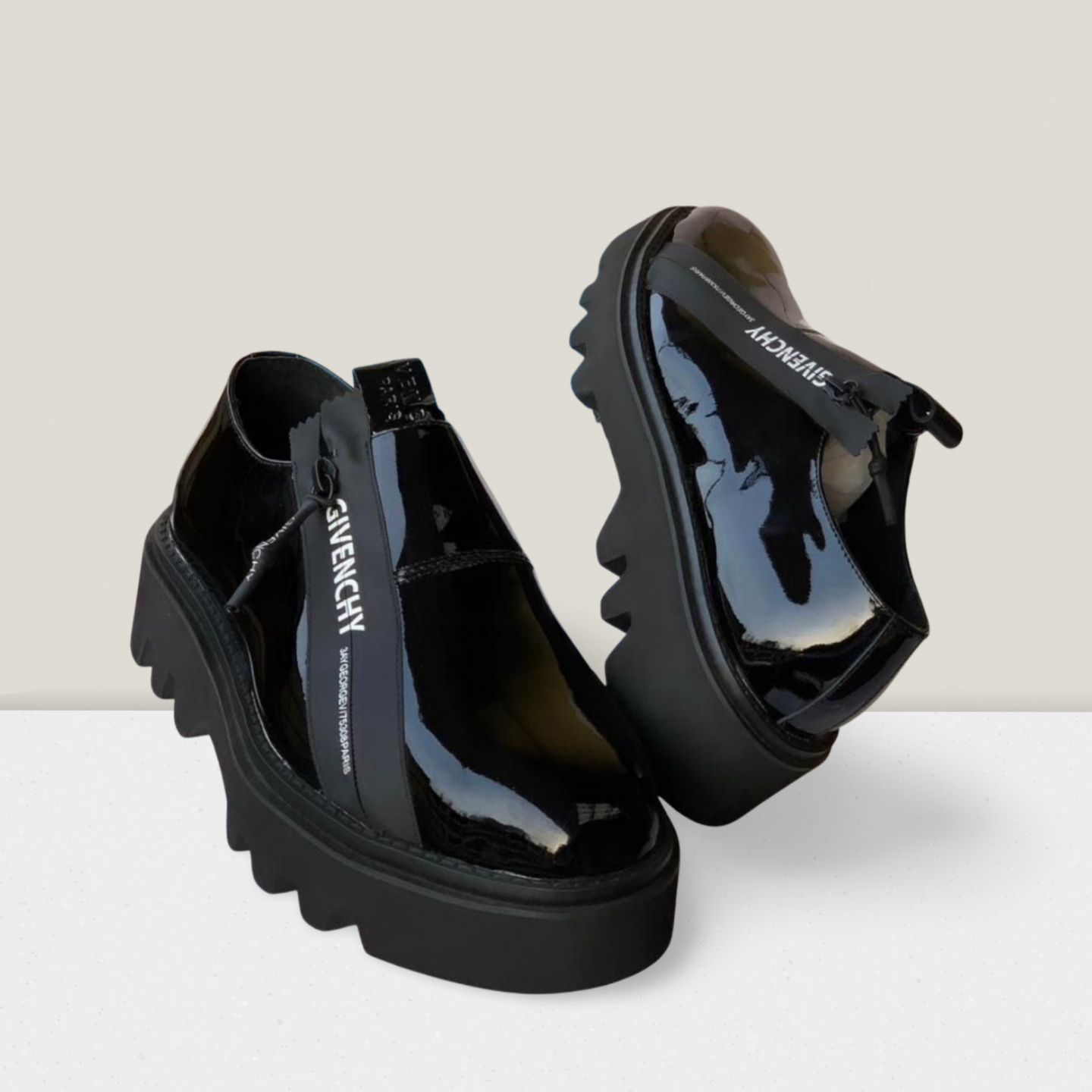 Black Patent Chunky Derby Shoe