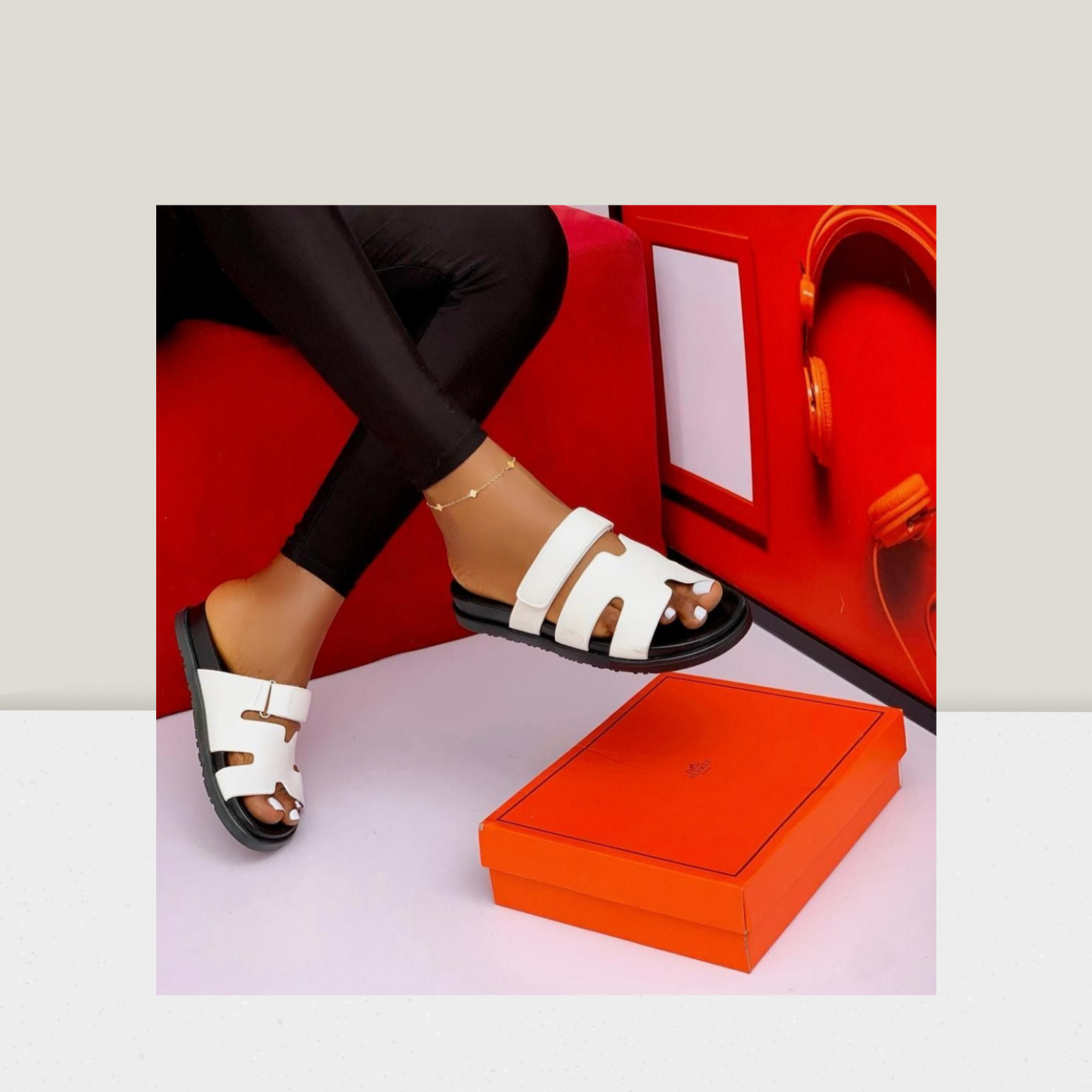 Ladies Floral Accent Luxury Flat Slipper