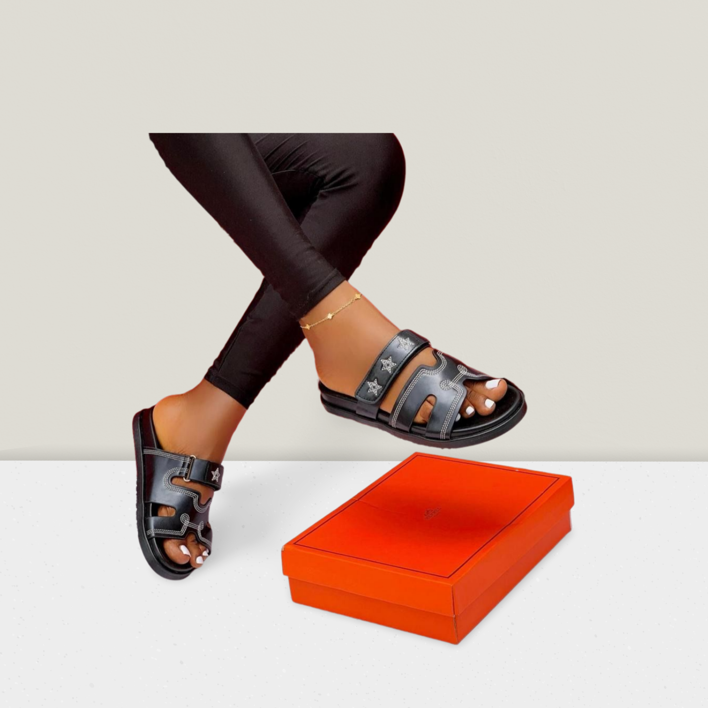 Studded Platform Slide Sandal