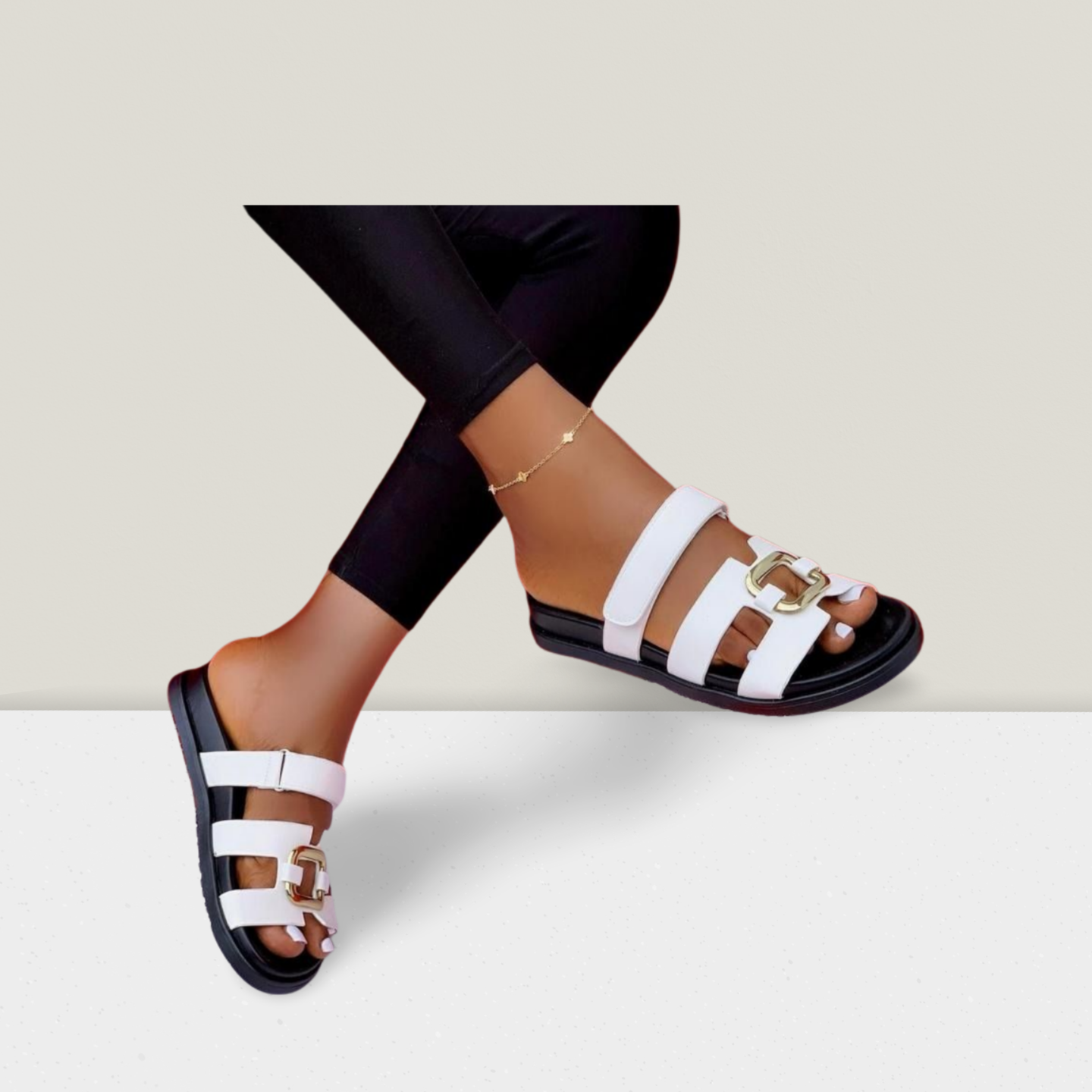 Ladies Studded Platform Slide Sandal