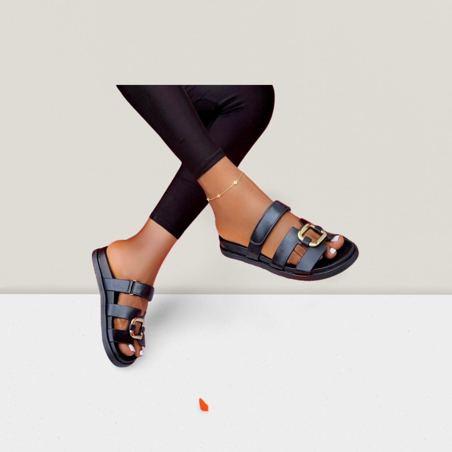 Ladies Studded Platform Slide Sandal