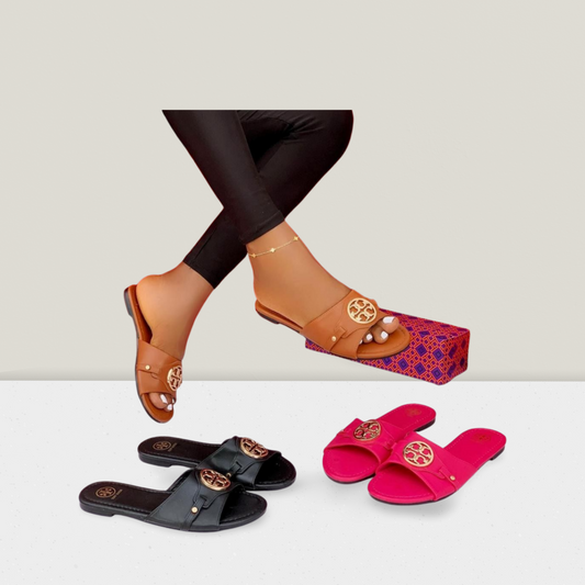 Buckle Detail Designer Flat Slide