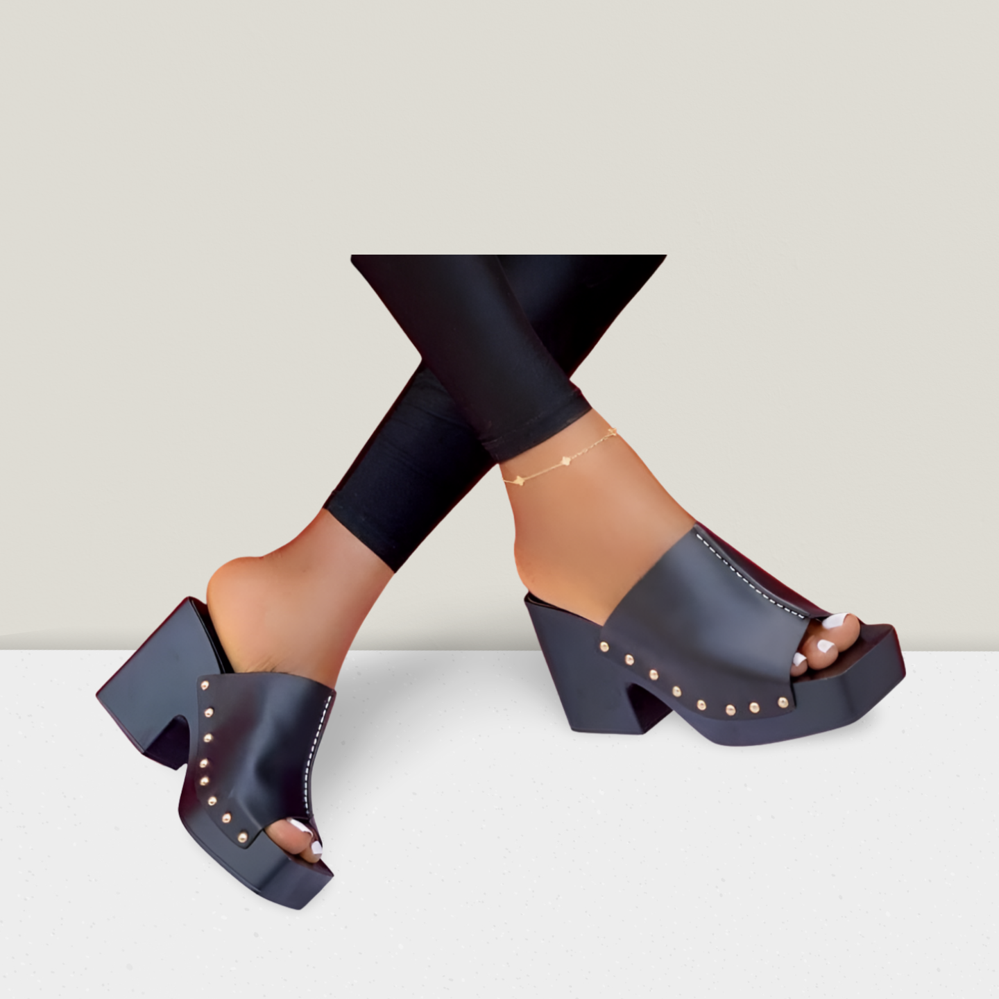 Modern Studded Platform Mule