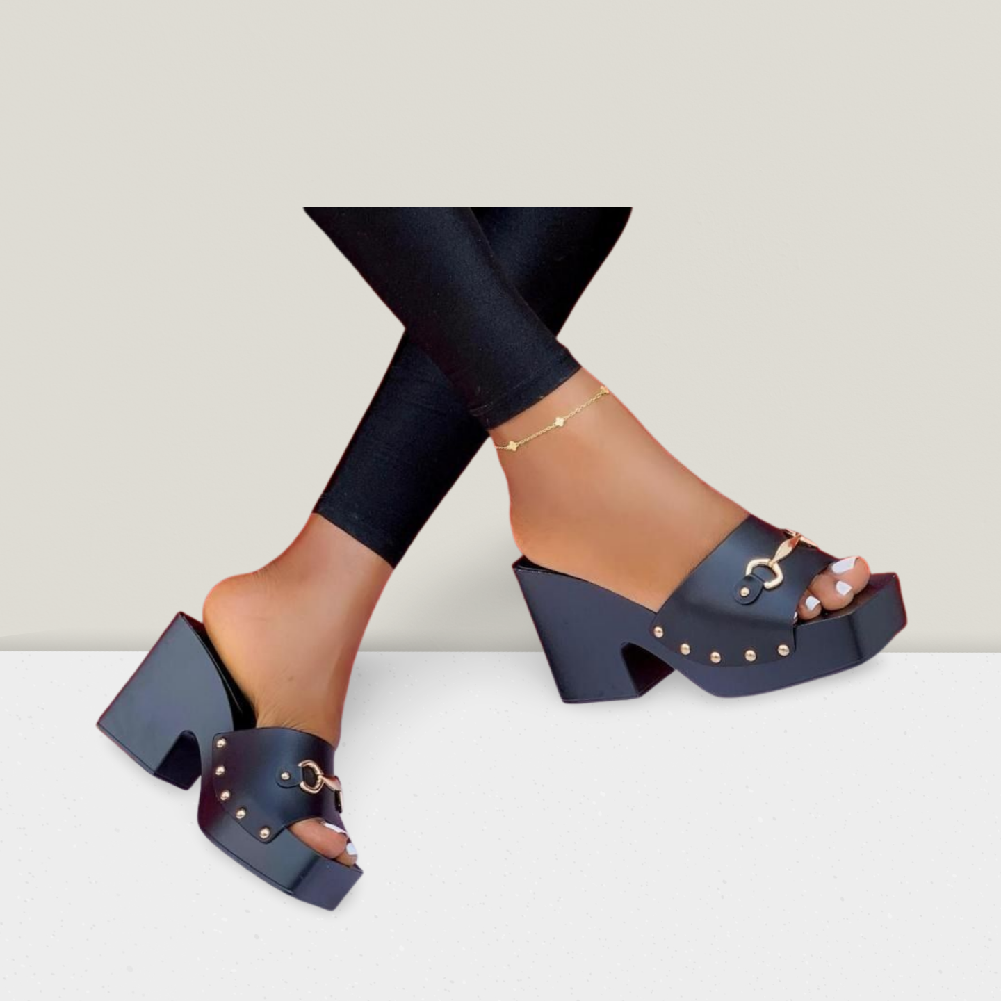 Luxe Studded Platform Mule