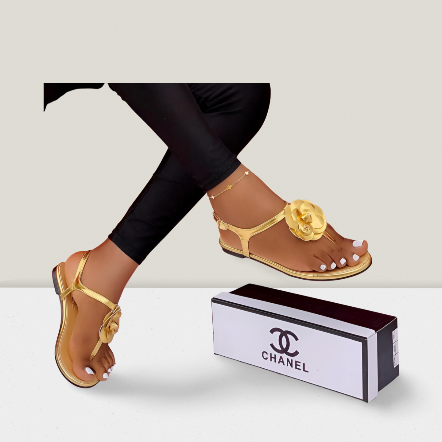 Ladies Structured Strap Flat Sandal