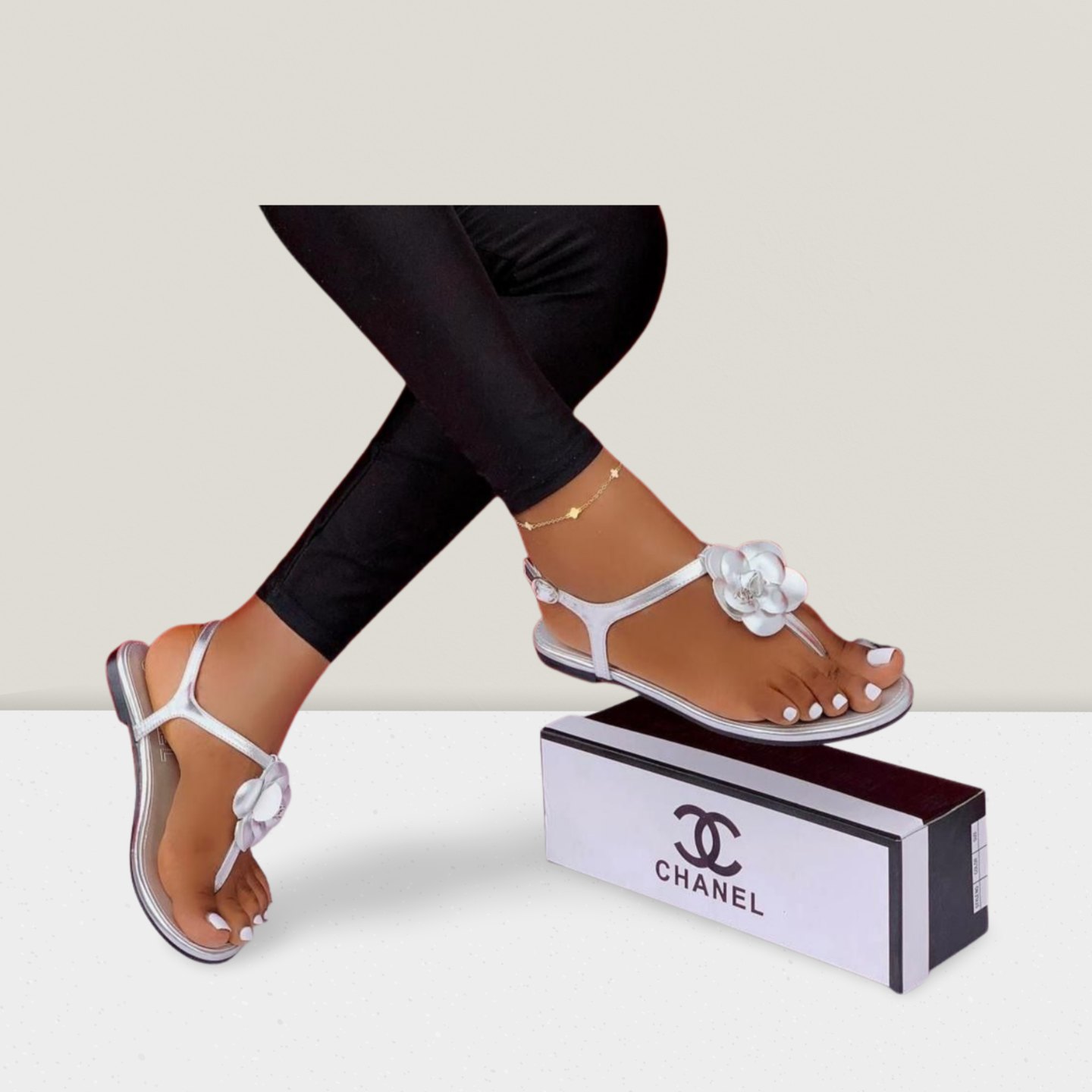 Ladies Structured Strap Flat Sandal