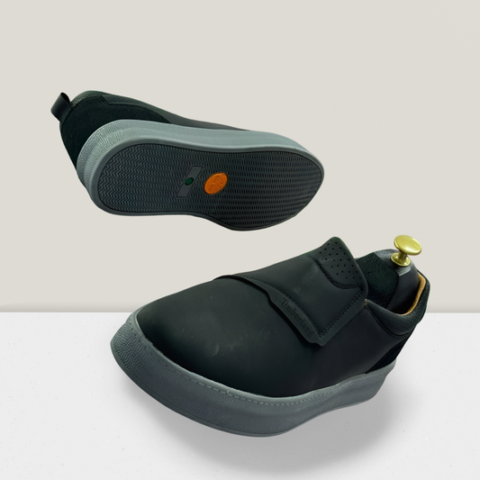 Black Performance Strap Sneaker with Cushioned Sole