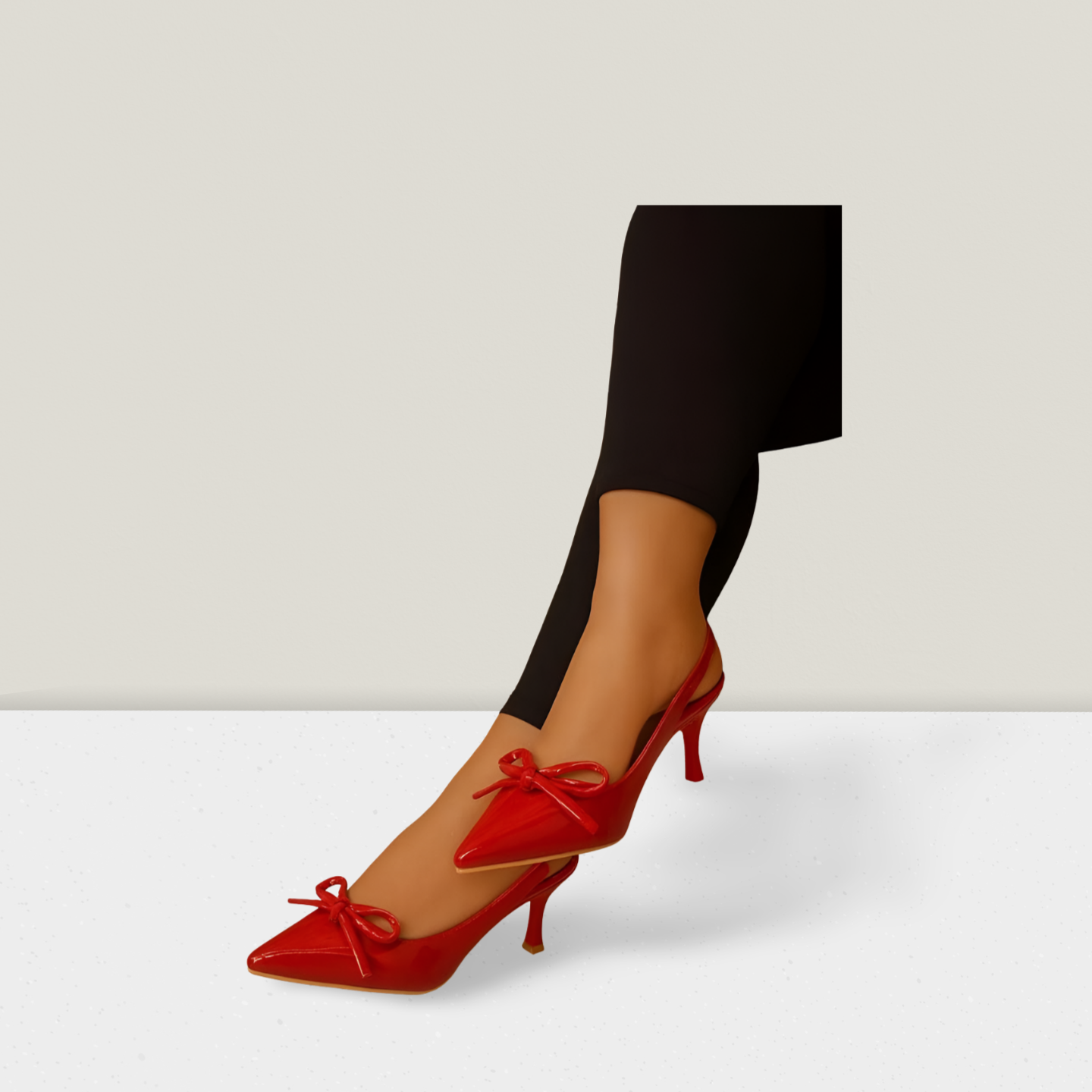 Elegant Bow Slingback Heels (Mid Heel)