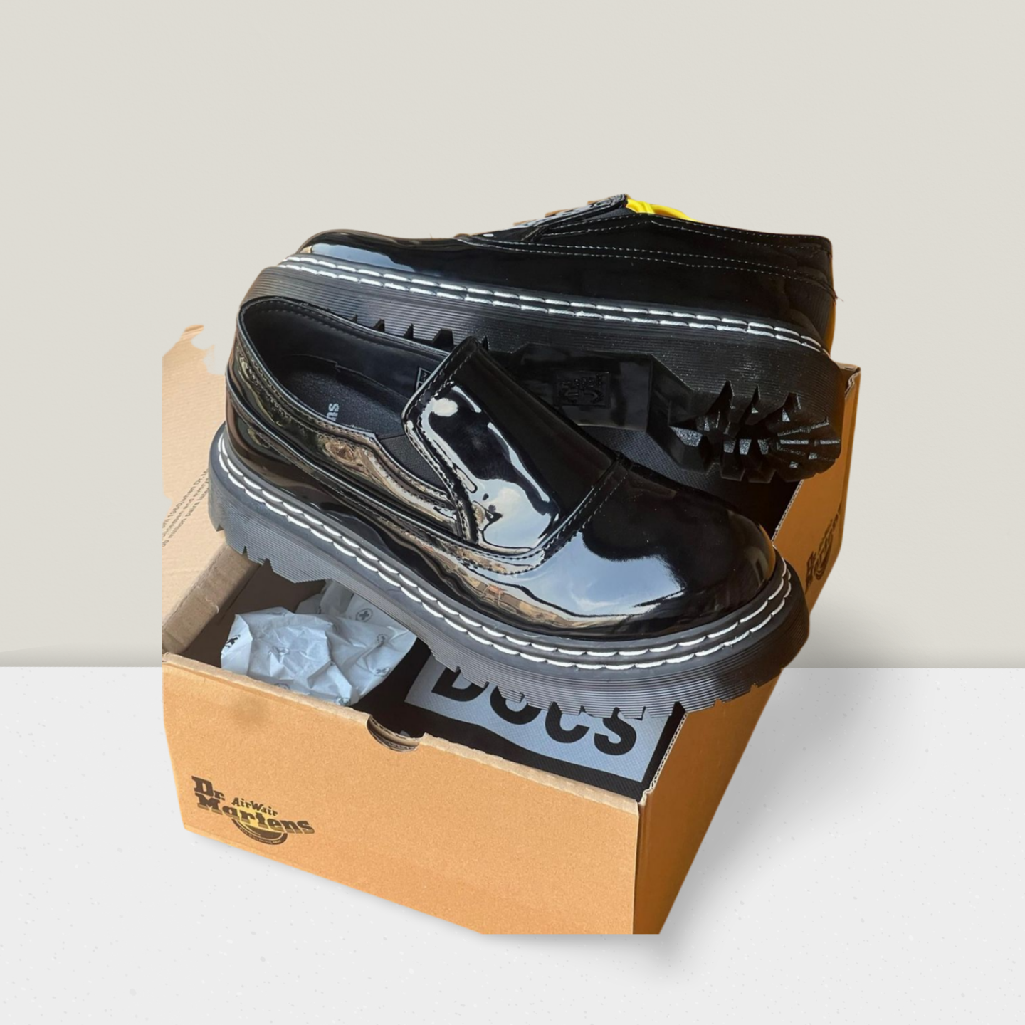 Black High-Shine Chunky Sole Derby