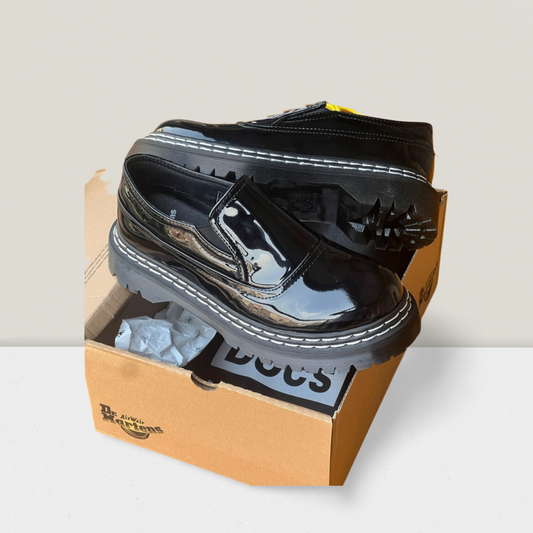 Black High-Shine Chunky Sole Derby