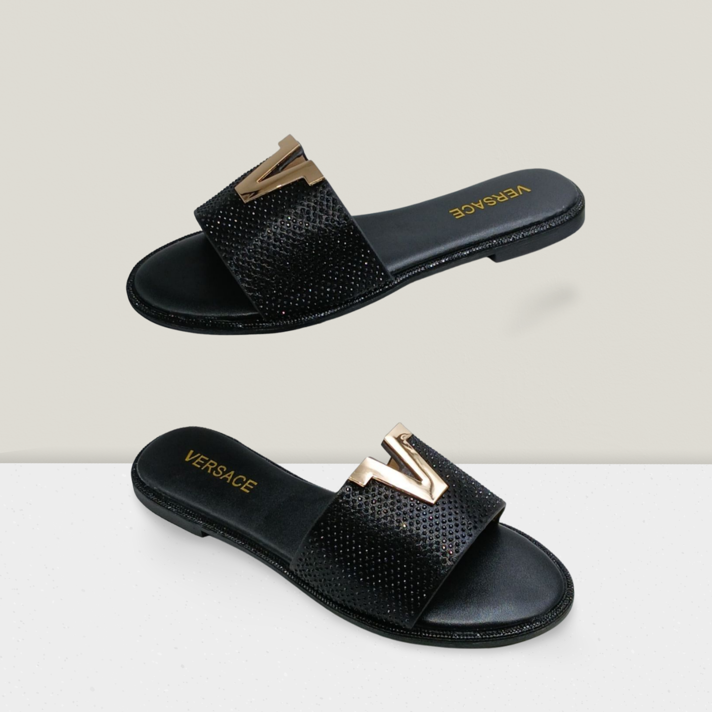 Ladies Quilted Chain Detail Slides