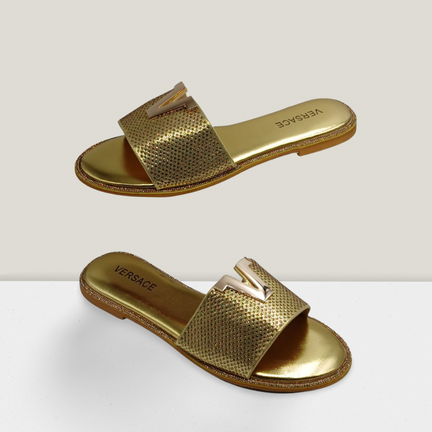 Ladies Quilted Chain Detail Slides