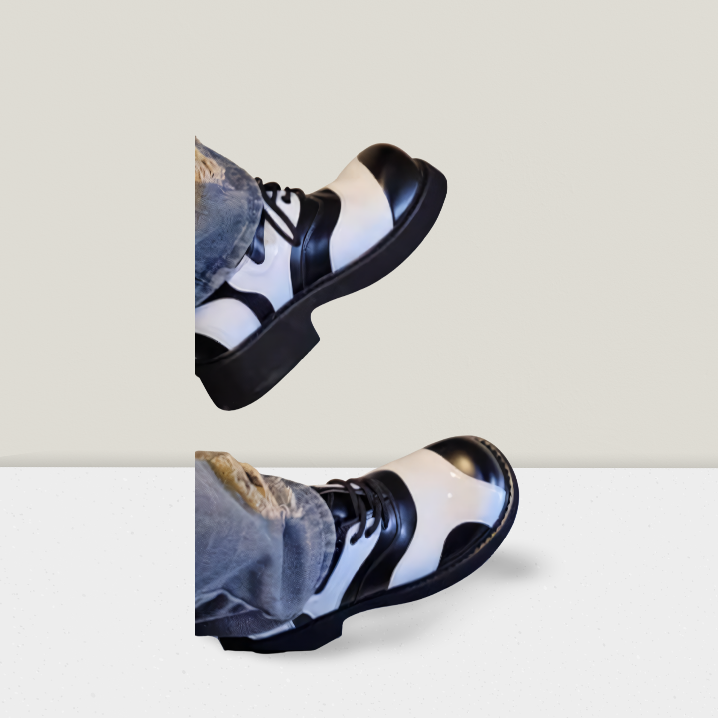 Men’s Two-Tone Chunky Statement Shoe – Ice Grey & Black