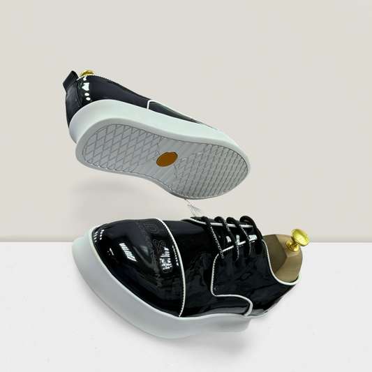 Black Velvet Slip-On Loafer with Gold Crystal Crest