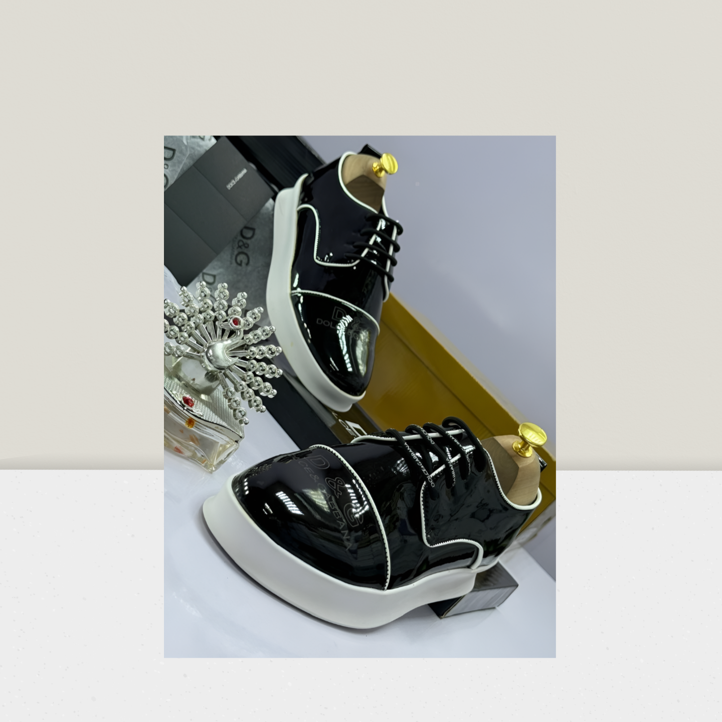 Black Velvet Slip-On Loafer with Gold Crystal Crest