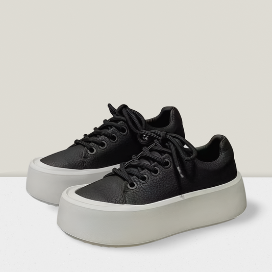 Men’s Platform Casual Sneaker – Black & Off-White