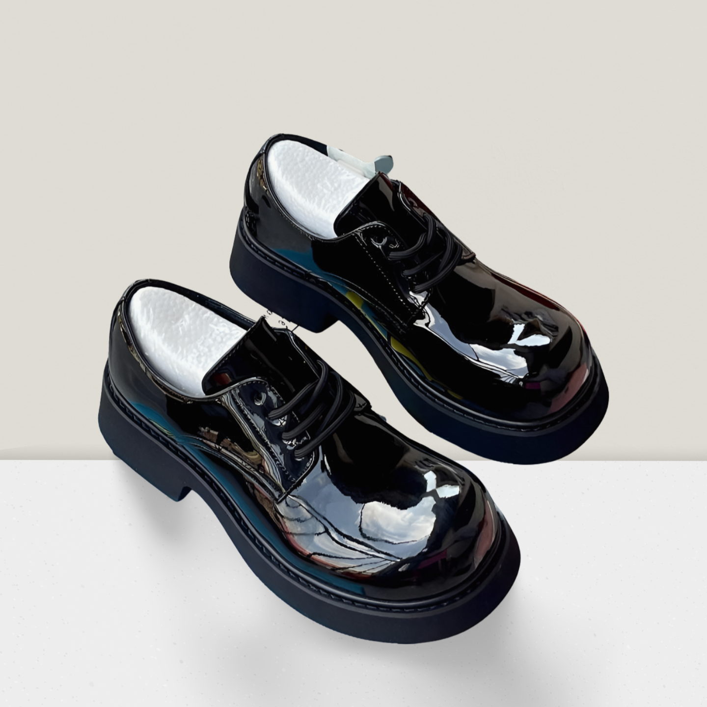 Men’s Patent Leather Lace-Up Shoe – Deep Black