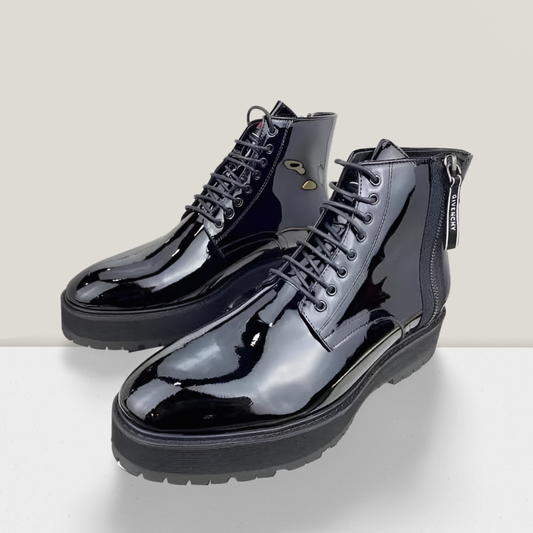 Men’s Luxury Patent Leather Combat Boot