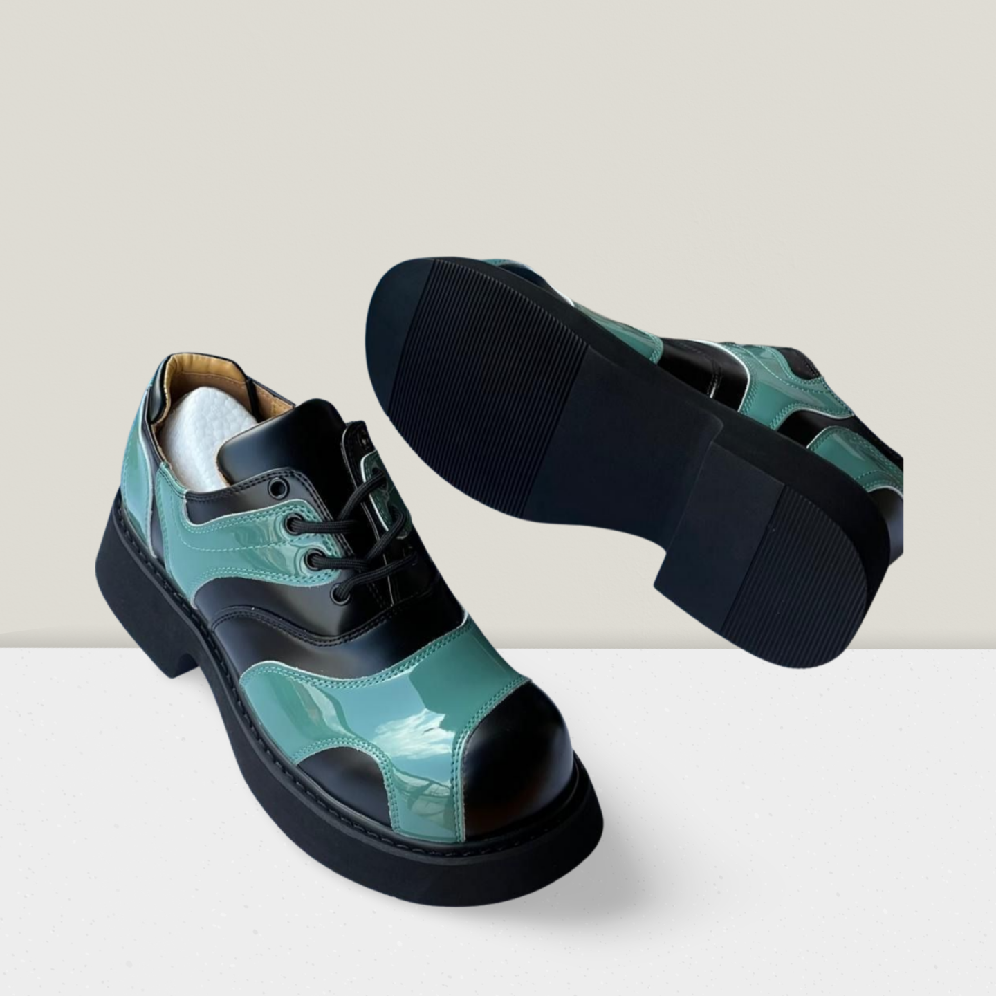 Emerald Noir Dual-Tone Platform Derby