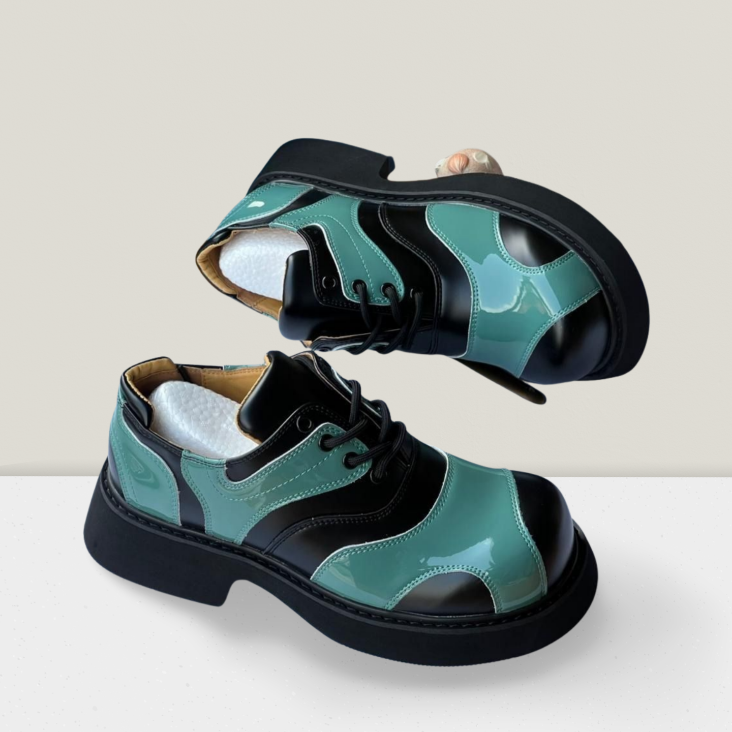 Emerald Noir Dual-Tone Platform Derby