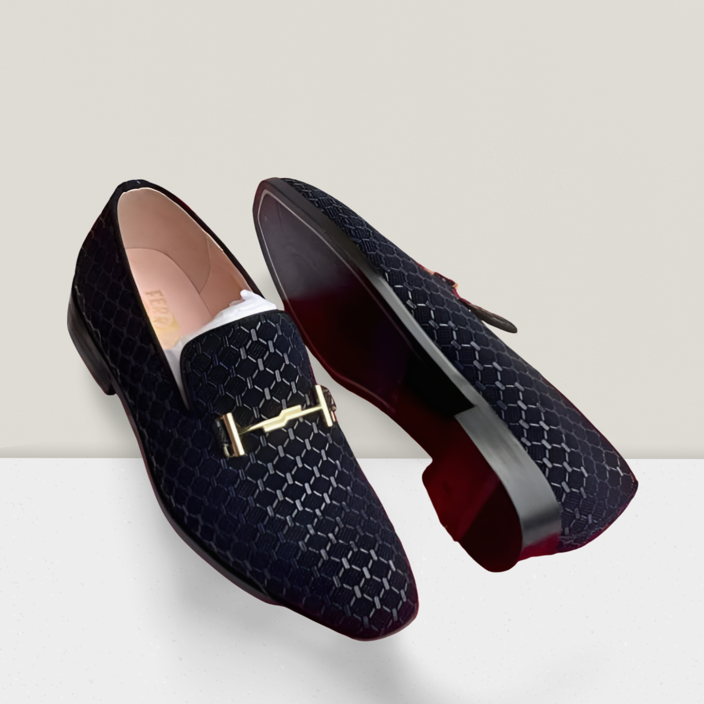 Textured Black Leather Horsebit Loafer