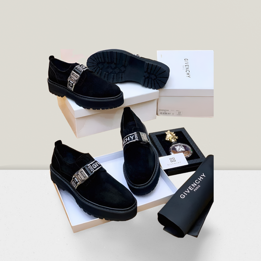 Black Velvet Strap Platform Loafer
