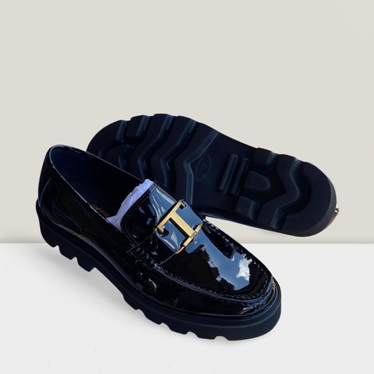 Onyx Buckle Lug-Sole Loafer