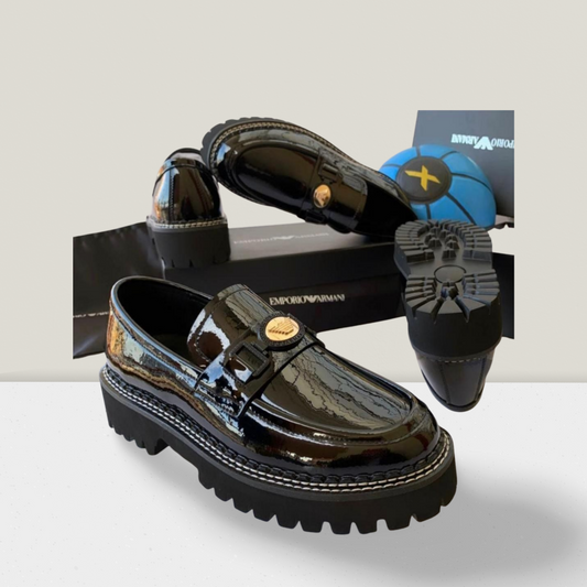 Black Patent Strap Platform Loafer
