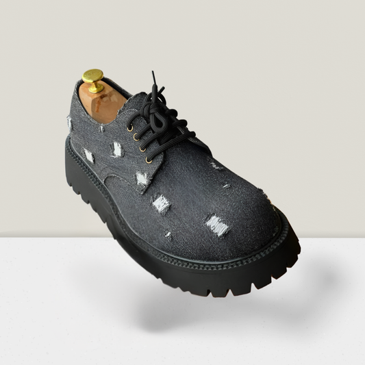 Graphite Weave Textured Chunky Derby