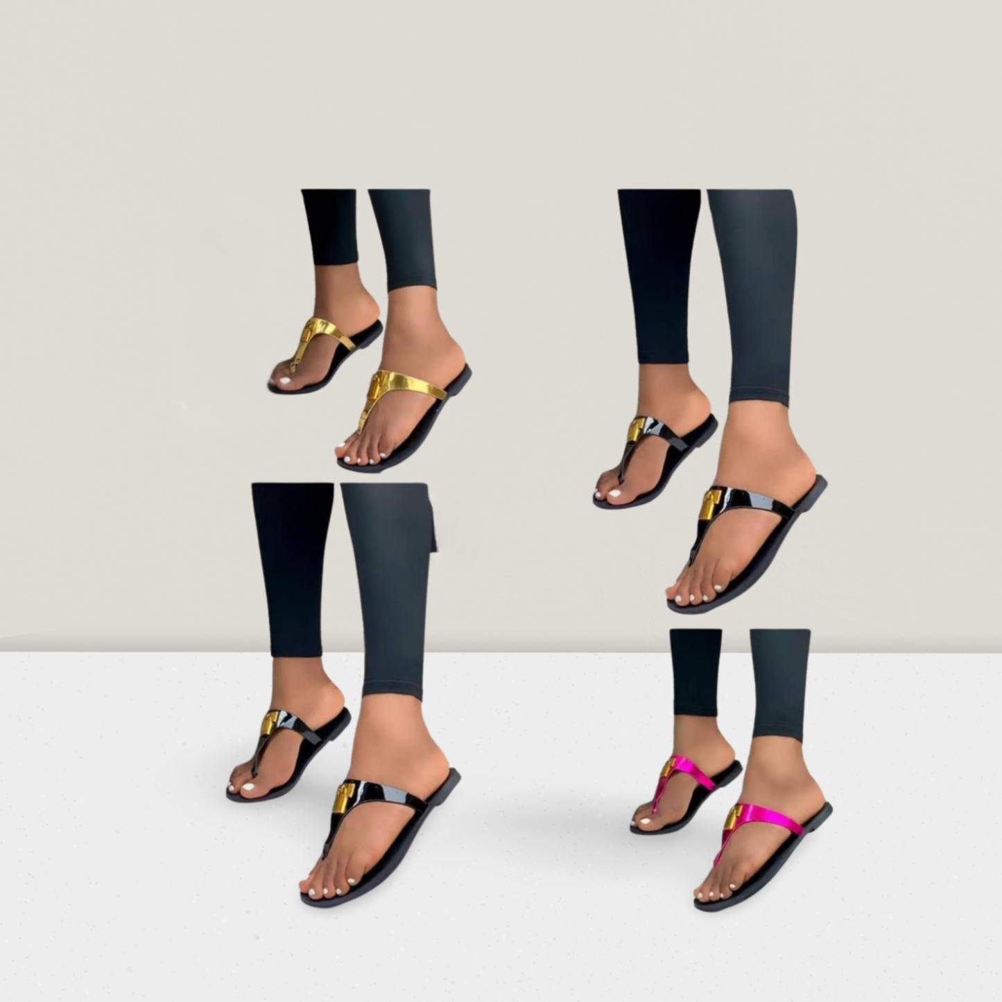 Luxe Metallic Thong Flat Sandals