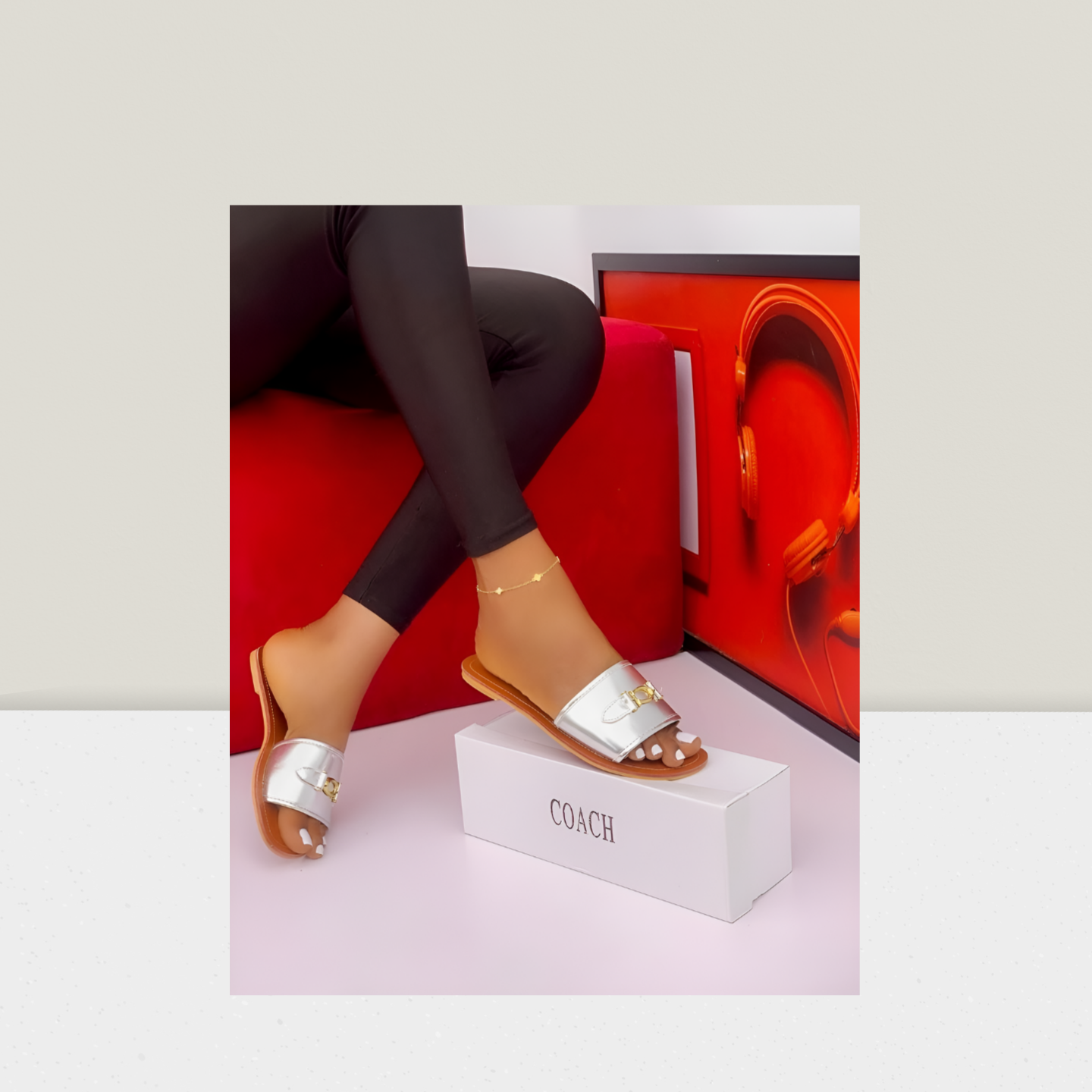 Buckle Detail Designer Flat Slide