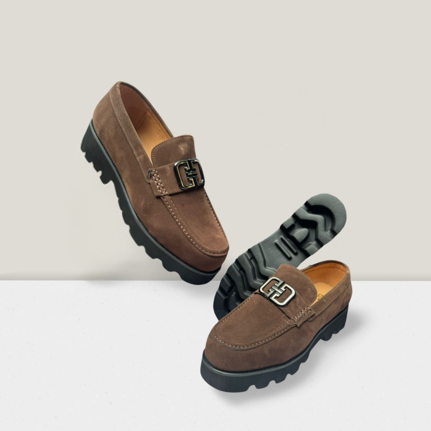 Rugged Suede Lug-Sole Loafers
