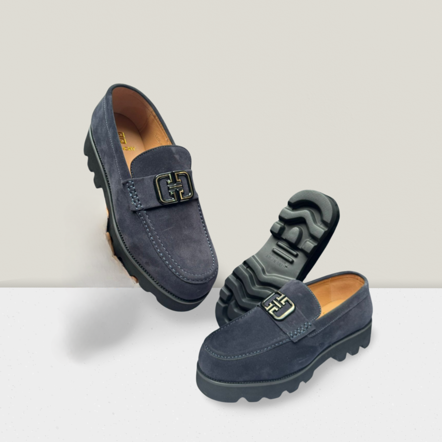 Rugged Suede Lug-Sole Loafers