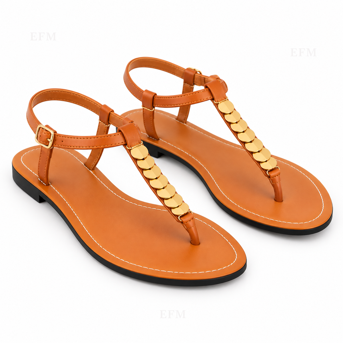 Disc Accent T-Strap Ladies’ Sandals