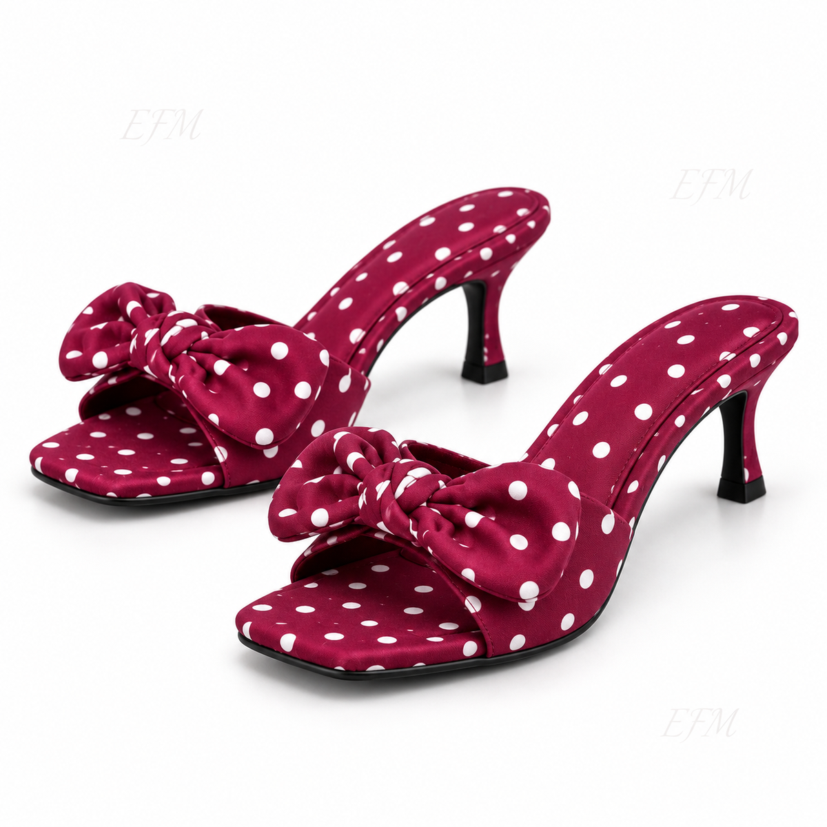 Polka Bow Kitten-Heel Ladies’ Mules