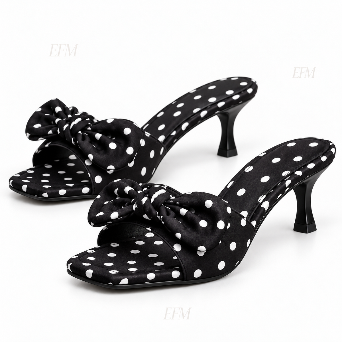Polka Bow Kitten-Heel Ladies’ Mules