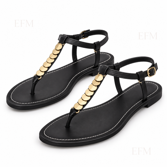 Disc Accent T-Strap Ladies’ Sandals